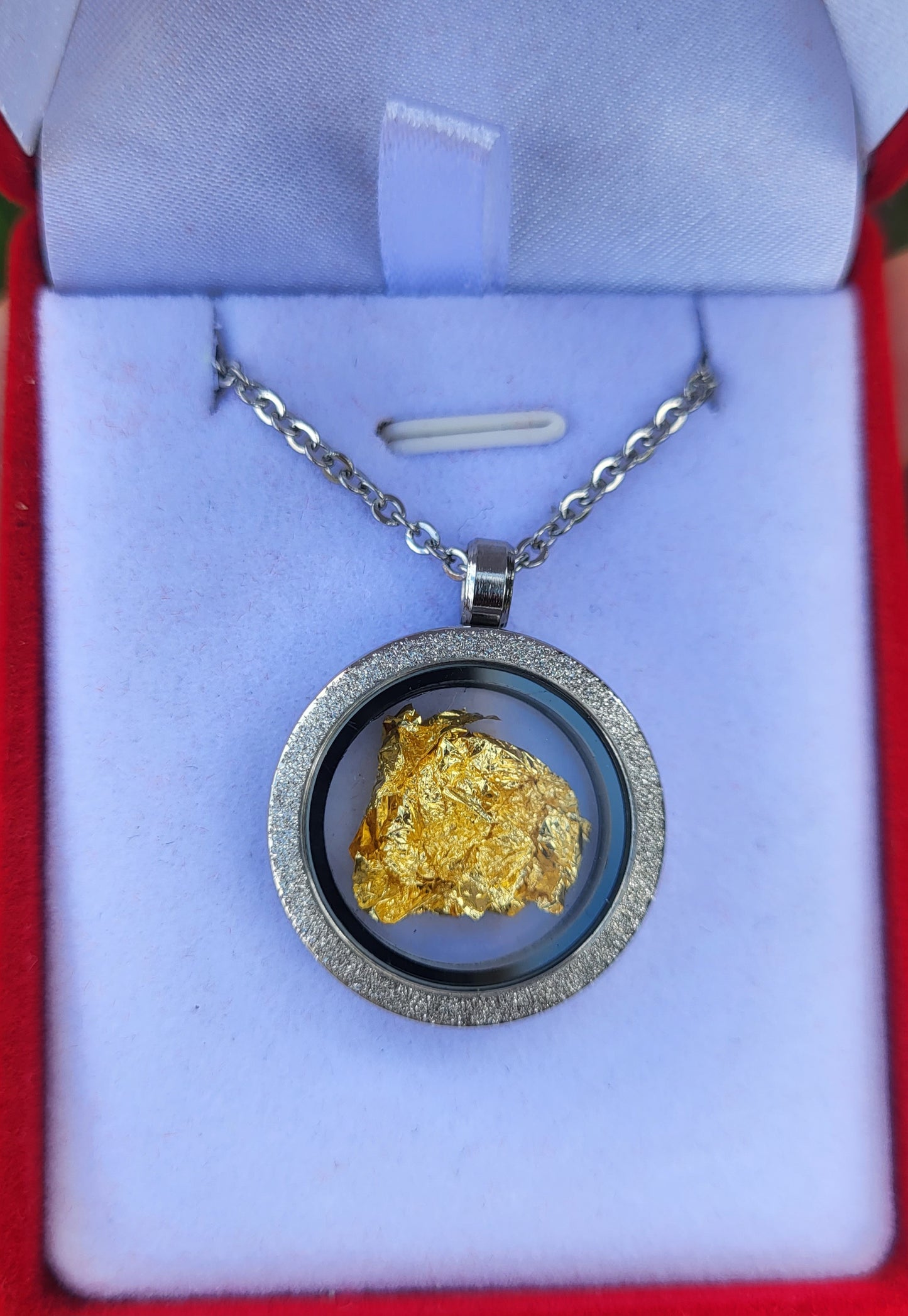 Pendentif pepite feuille d or 24k