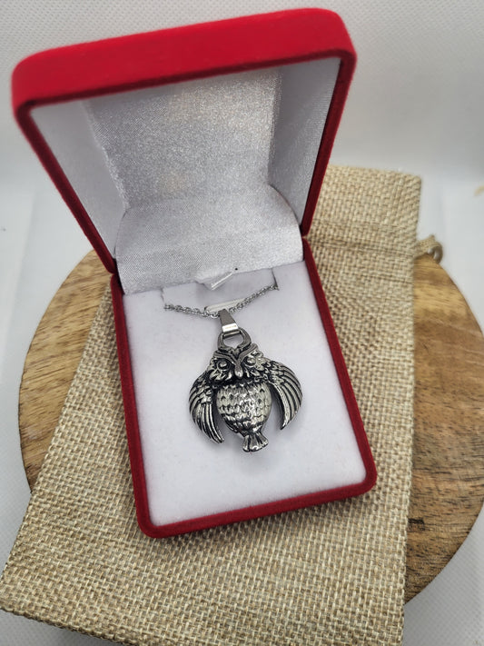 Pendentif chouette argenté
