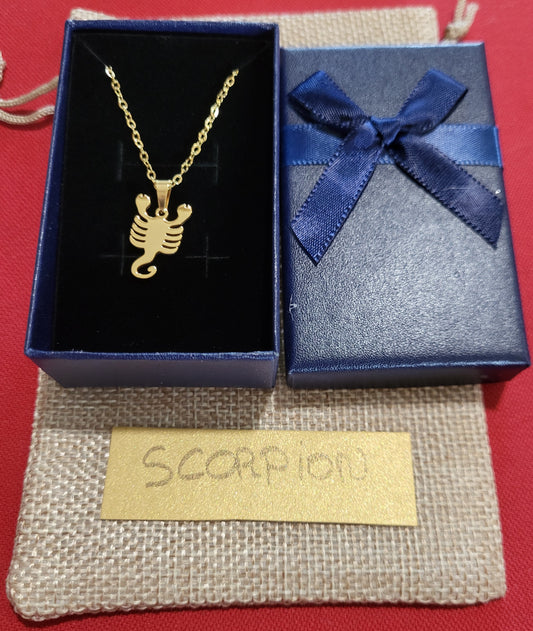 Pendentif signe astrologique scorpion avec écrin à personnaliser