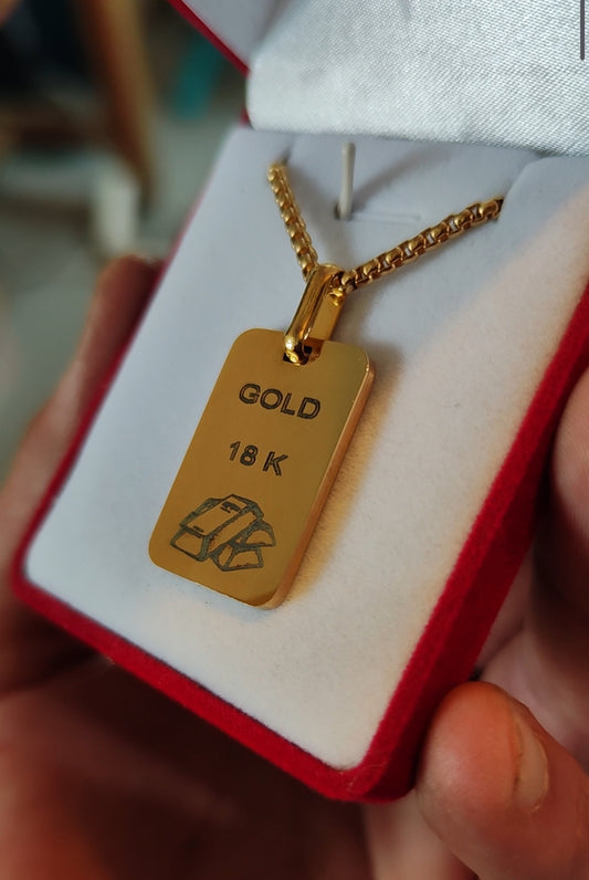 Pendentif lingot d'or factice gold 18k à personnaliser