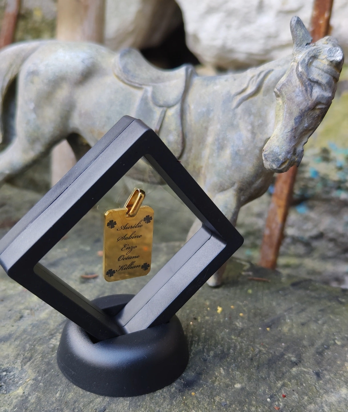 Le pendentif famille en écrin cadre 3D