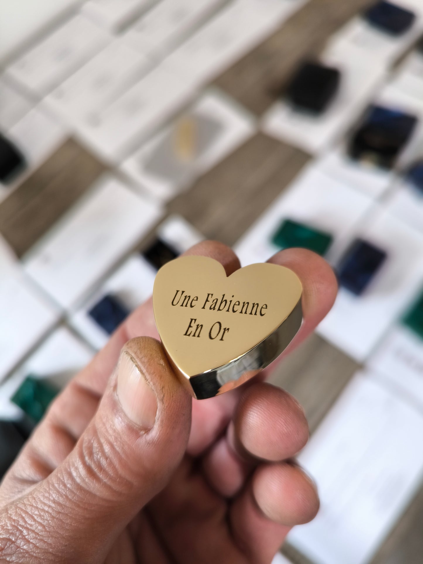 Cœur en or nordique personnalisé au laser