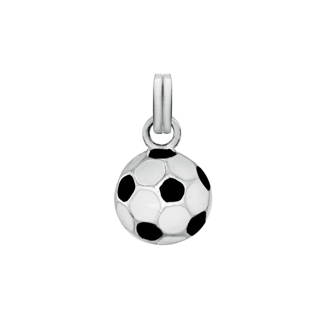 Pendentif "ballon de foot" noir et blanc en émail et argent 925/1000