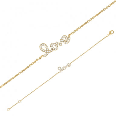Bracelet "Love" en oxydes blancs, Plaqué or