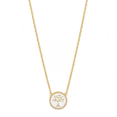 Collier arbre de vie Plaqué or sur émail Noir ou Blanc