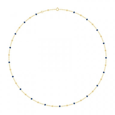 Collier Or 750/1000 orné de perles en résine bleue