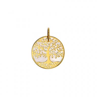 Pendentif arbre de vie sur fond nacré Or 750/1000