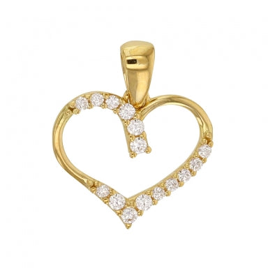 Pendentif coeur en Or 375/1000 serti d'oxydes de zirconium