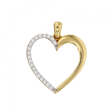 Pendentif coeur évidé bicolore en Or 750/1000 avec oxydes de zirconium