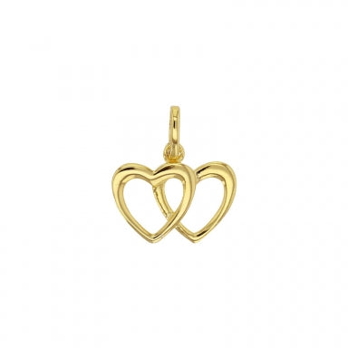 Pendentif 2 coeurs superposés, plaqué or