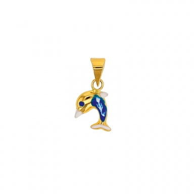 Pendentif en forme de dauphin bleu en or 750/1000