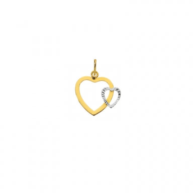 Pendentif grand coeur et petit coeur sur le coté en Or 750/1000