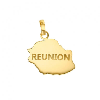 Pendentif Ile de la Réunion en Or 750/1000 avec inscription