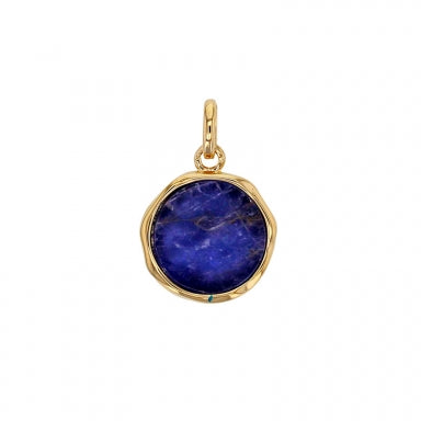 Pendentif plaqué or forme irrégulière Sodalite véritable 12mm