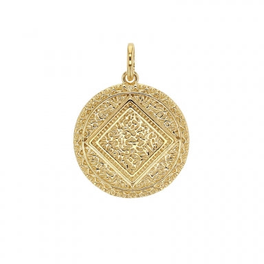 Pendentif Plaqué or rond motif Bohême "losange"