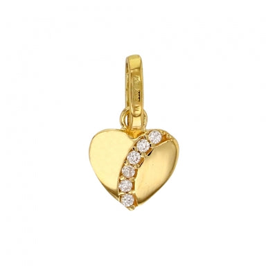 Petit pendentif coeur en Or 375/1000 et oxydes de zirconium