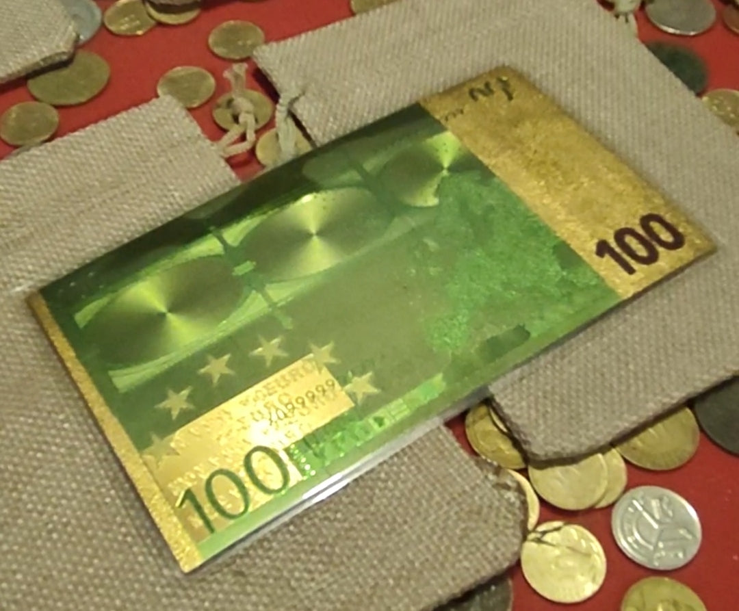 Billet 100 euros doré collector avec 1g d'or fin