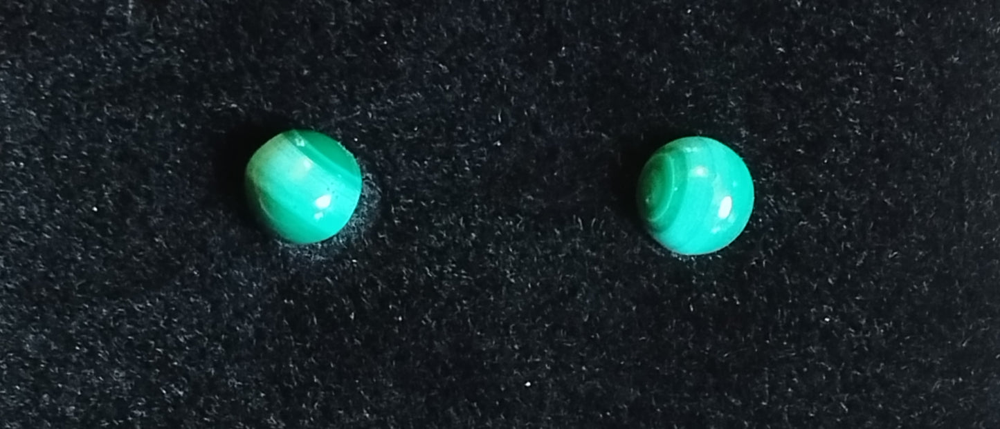 Boucles d'oreilles en argent 925/1000 rhodié et Malachite