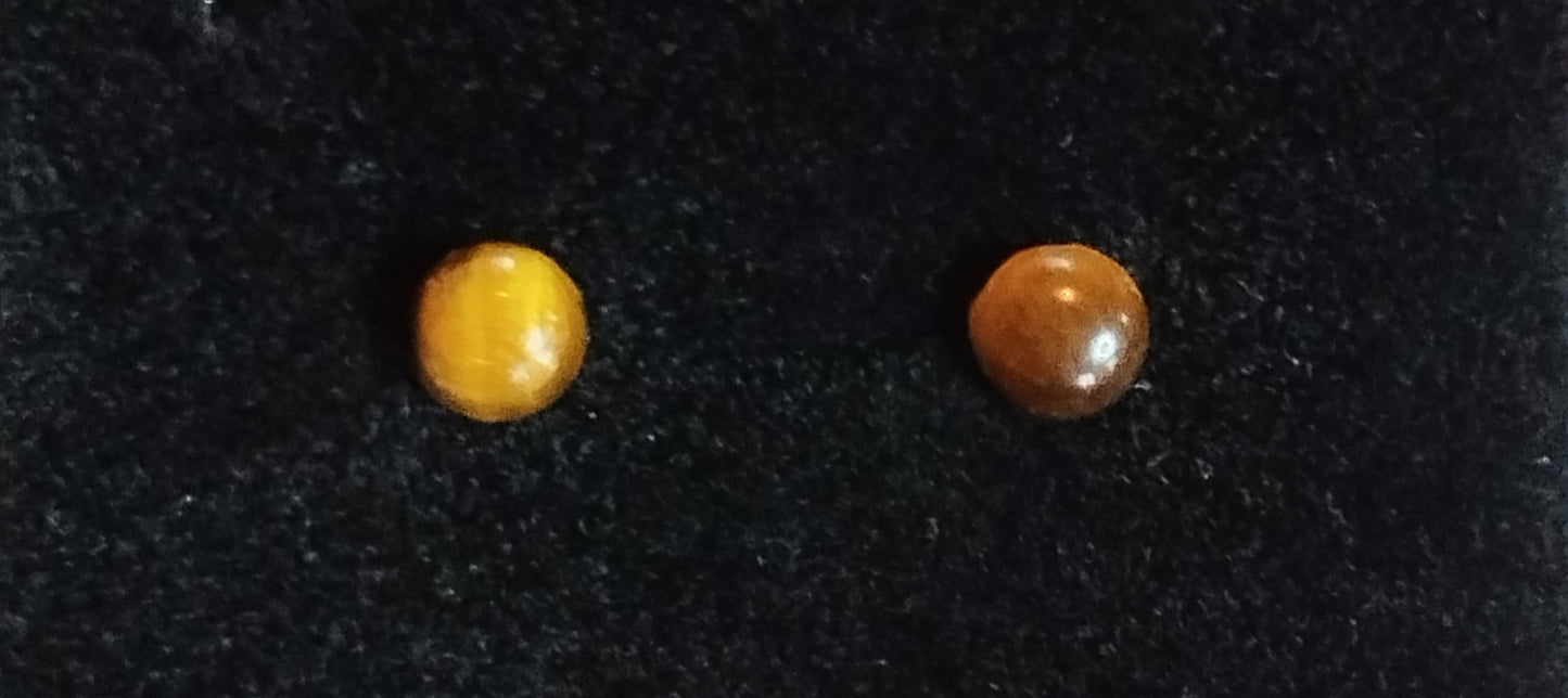 Boucles d'oreilles en argent 925/1000 rhodié et Oeil de tigre