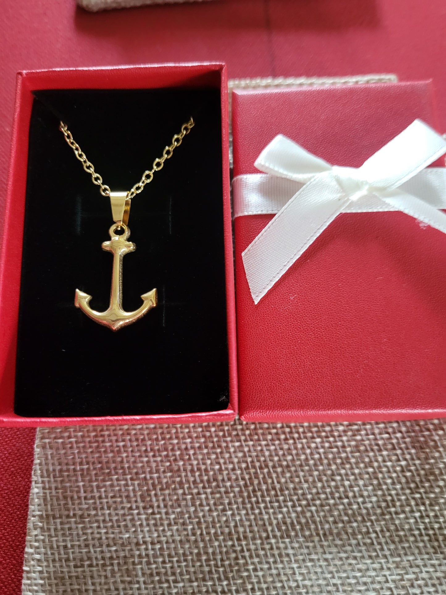 Pendentif ancre marine avec écrin à personnaliser