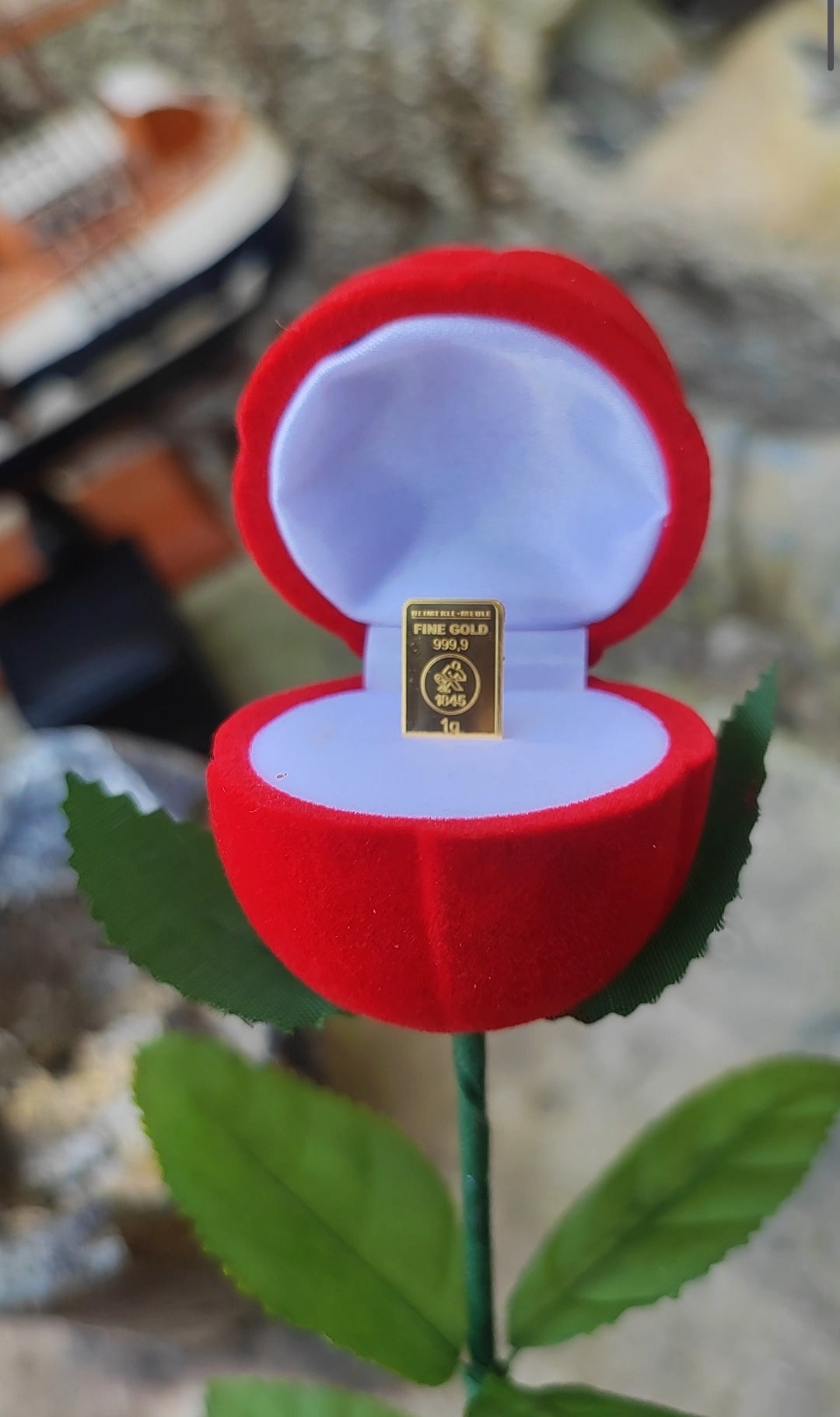 La rose 1 gramme d'or fin 24k