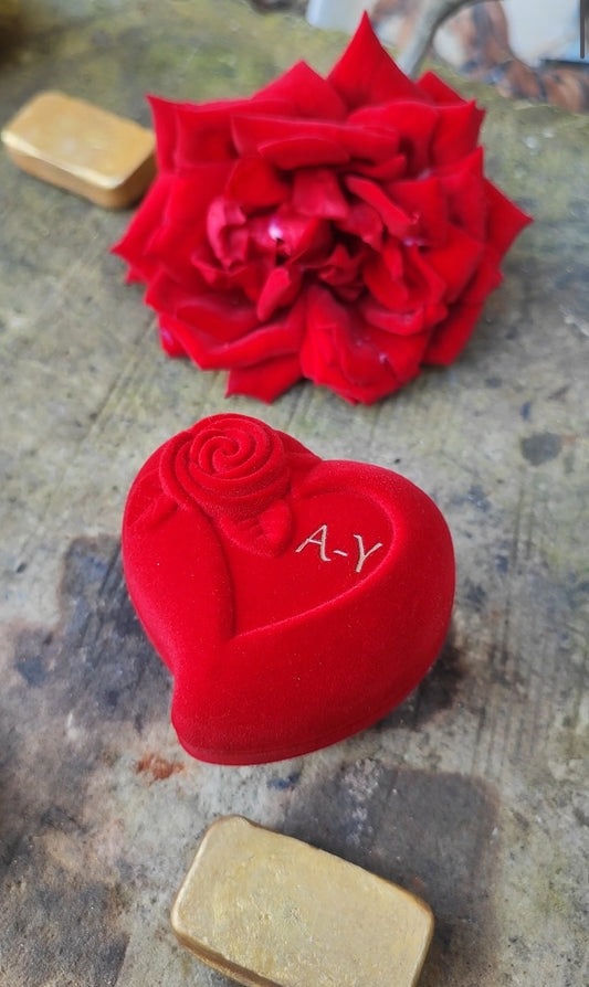 Le cœur duo de lingot 1 gramme d'or fin 999.9 avec écrin personnalisé à vos initiales