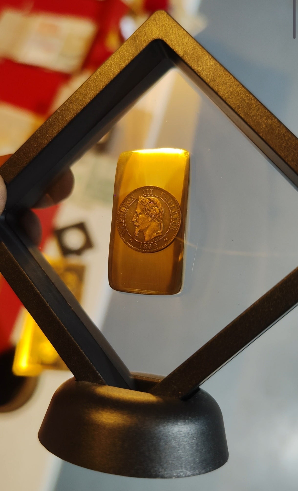 Le Lingot Napoléon en or nordique avec écrin cadre 3D