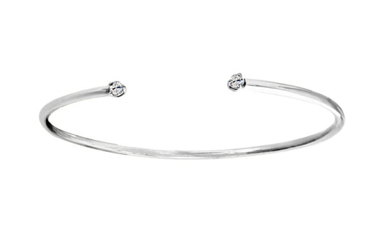 Bracelet flexible 2 diamants HSI 0,16ct serti 3 griffes, Or blanc 750/1000