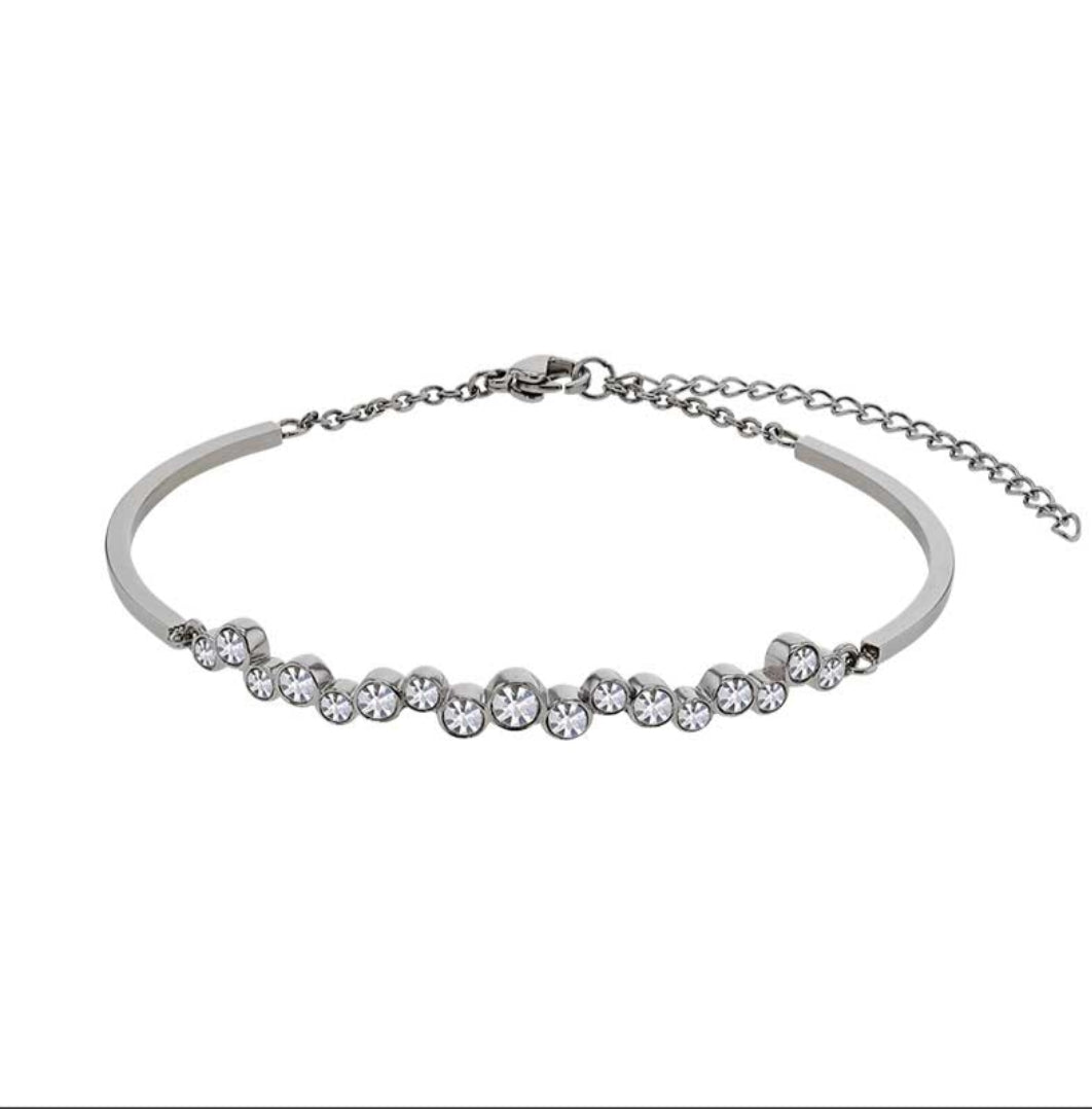 Bracelet acier et cristaux blancs