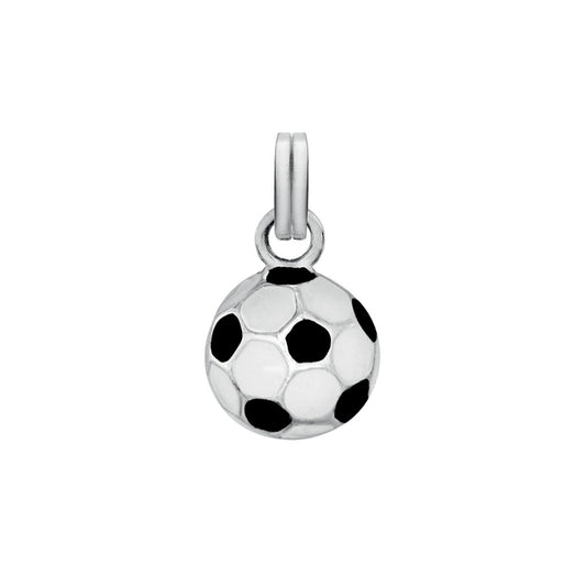 Pendentif "ballon de foot" noir et blanc en émail et argent 925/1000