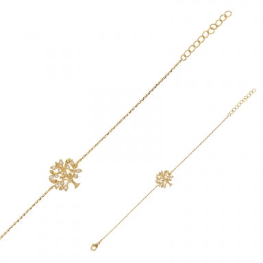 Bracelet arbre de vie orné d'oxydes, Plaqué or