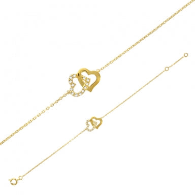 Bracelet coeurs entrelacés Plaqué or et oxydes de zirconium