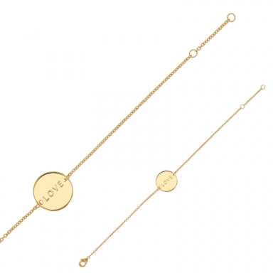 Bracelet médaille "LOVE" en plaqué or