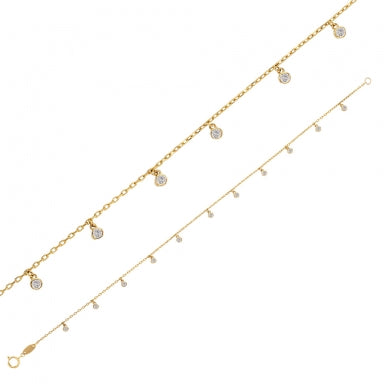 Bracelet Or 750/1000 avec pampilles en oxydes de zirconium