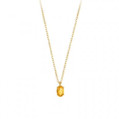 Collier Or 750/1000 orné d'une Citrine ovale 6x4mm