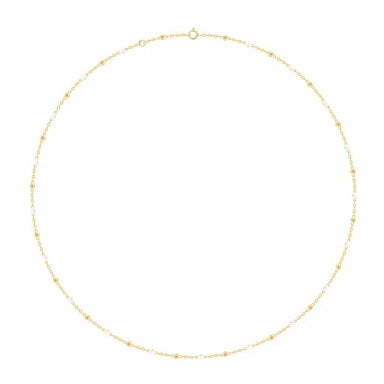 Collier Or 750/1000 orné de perles en résine blanche