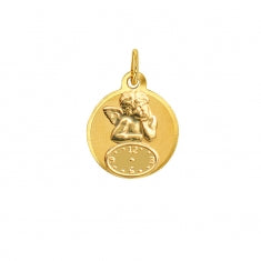 Médaille Ange avec une horloge en Or 750/1000
