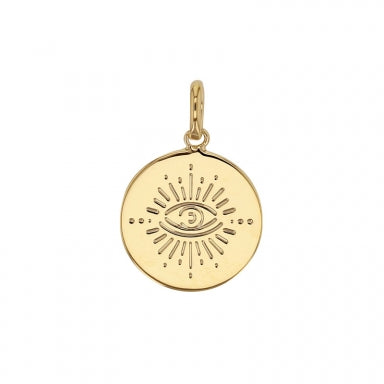 Médaille oeil gravé, plaqué or
