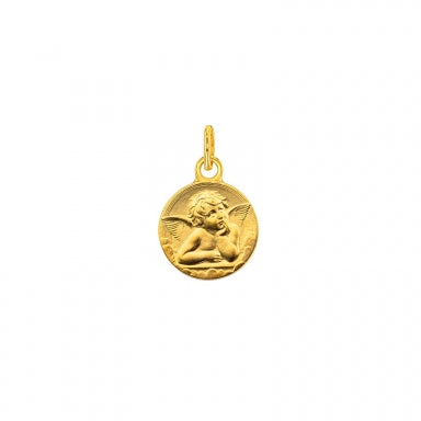 Médaille ronde Ange Raphaël en Plaqué or
