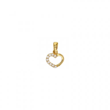 Pendentif coeur ajouré moitié empierré en Or 375/1000