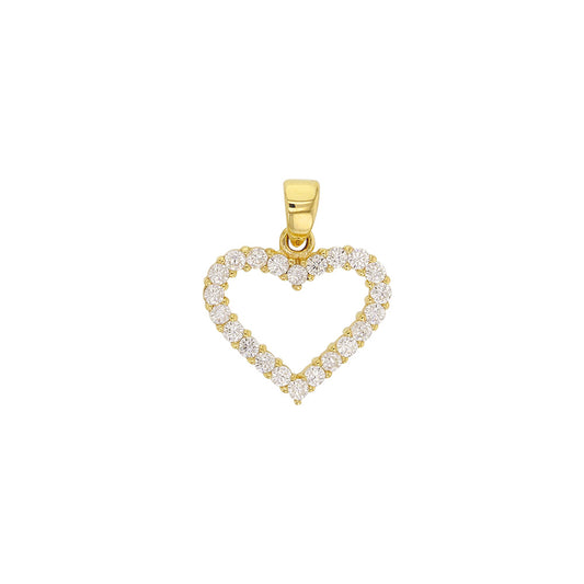 Pendentif coeur en Or 375/1000 serti d'oxydes de zirconium