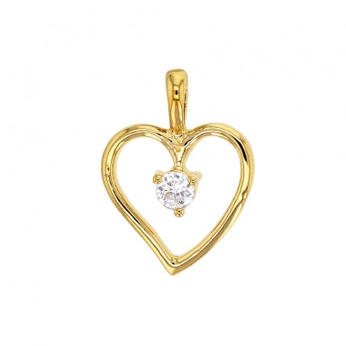 Pendentif coeur en Plaqué or avec oxyde de zirconium au centre