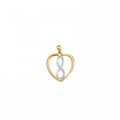 Pendentif coeur & infini en Or jaune et blanc 375/1000