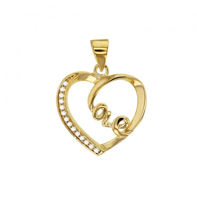 Pendentif coeur "Love" oxydes de zirconium, Plaqué or