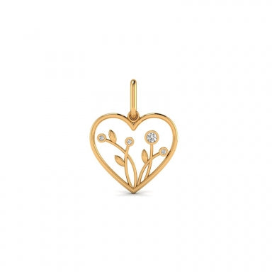 Pendentif coeur Or 750/1000 orné de fleurs avec oxyde de zirconium