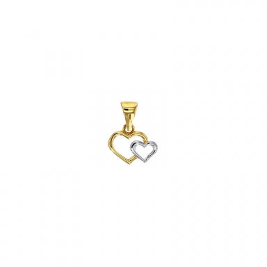 Pendentif coeurs Or jaune et Or blanc 375/1000