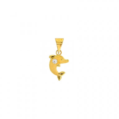 Pendentif en forme de dauphin en or 750/1000 avec un oxyde de zirconium