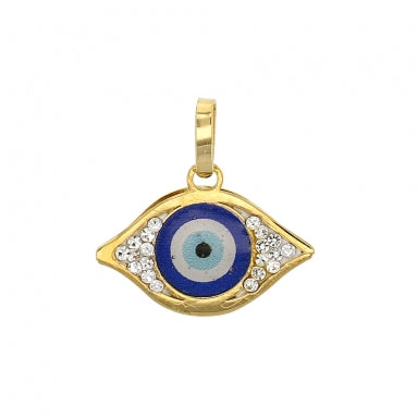Pendentif Oeil émaillé avec cristaux en Or 750/1000