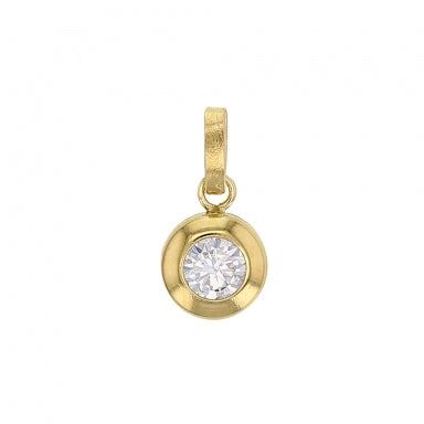 Pendentif oxyde 4mm serti clos en Or 375/1000