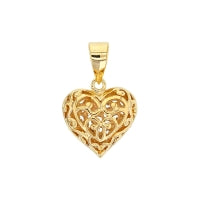 Pendentif Plaqué or coeur recto oxydes de zirconium, verso ajouré